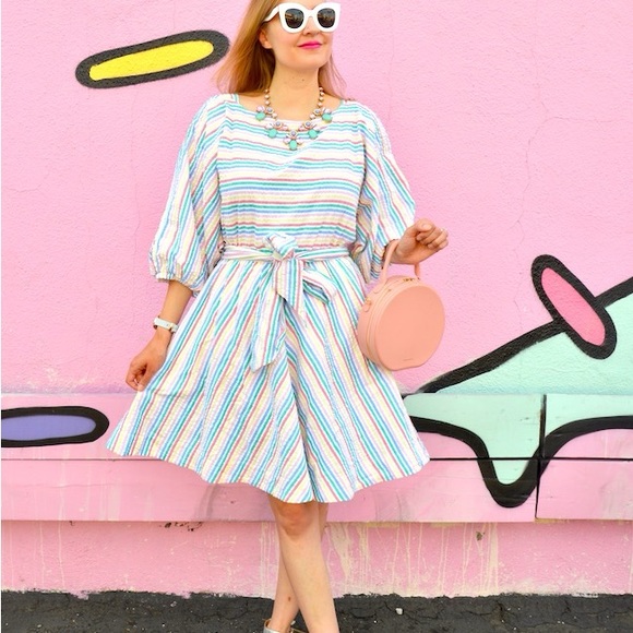 JCREW RAINBOW SEERSUCKER DRESS SM - Picture 3 of 5